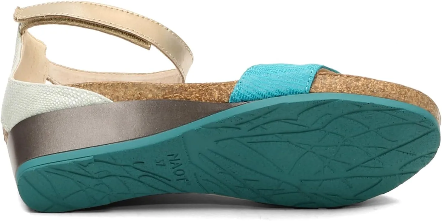 NAOT Footwear Women's Pixie Wedge Sandal with Cork Footbed and Arch Support Footbed - Adjustable Ankle Strap - Comfort and Support - Lightweight and Perfect for Travel - Narrow to Medium Fit