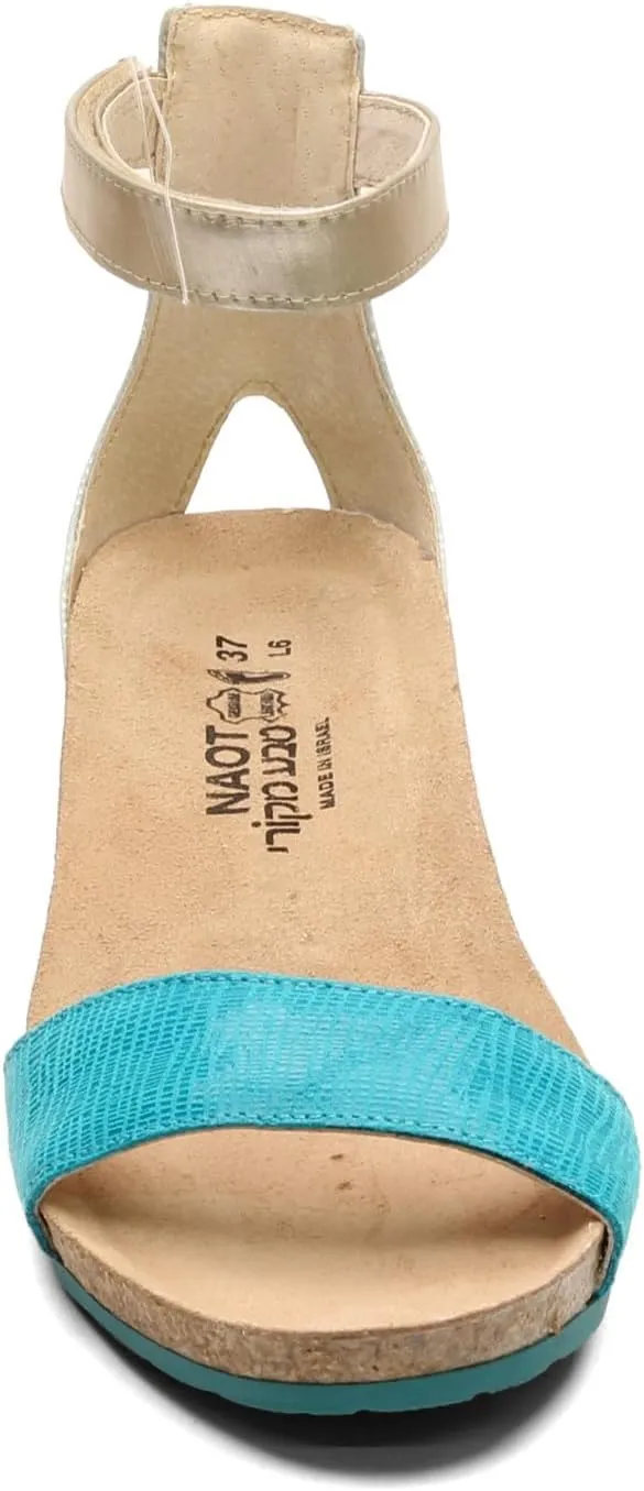 NAOT Footwear Women's Pixie Wedge Sandal with Cork Footbed and Arch Support Footbed - Adjustable Ankle Strap - Comfort and Support - Lightweight and Perfect for Travel - Narrow to Medium Fit