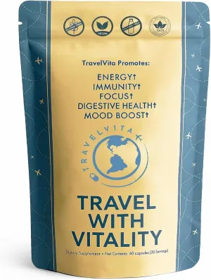 Natural Travel Pills - Traveling Supplement for Jet Lag Relief, Motion and Sea Sickness, Immunity, Energy, Sleep, Circulation - Vacation and Long Flight Essentials for Men and Women - 30 Day Supply
