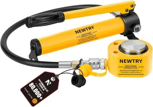 NEWTRY 5T Low Profile Hydraulic Jack Porta Power Kit   CP-180 Manual Hydraulic Hand Pump, Industrial Mini Hydraulic Cylinder, Stroke 0.24”