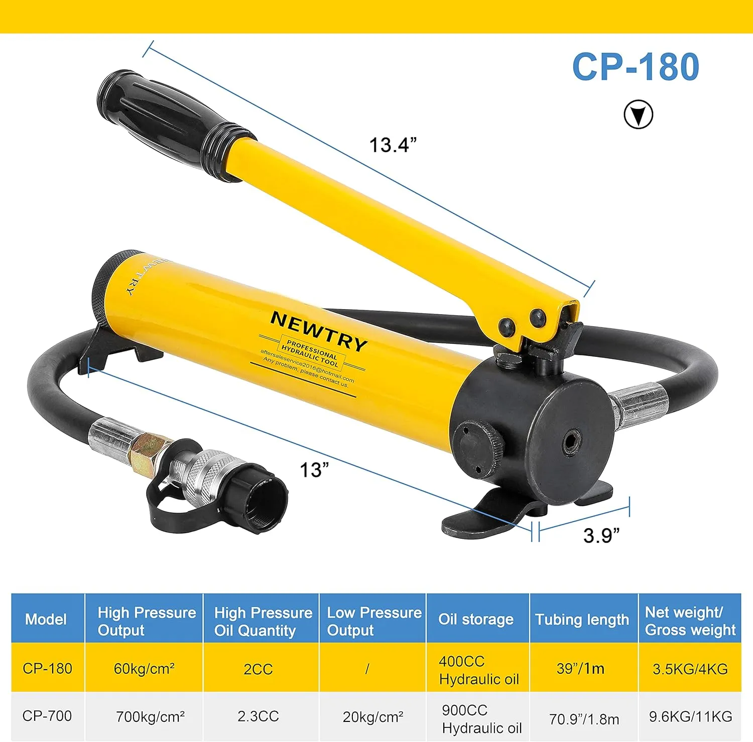 NEWTRY 5T Low Profile Hydraulic Jack Porta Power Kit   CP-180 Manual Hydraulic Hand Pump, Industrial Mini Hydraulic Cylinder, Stroke 0.24”