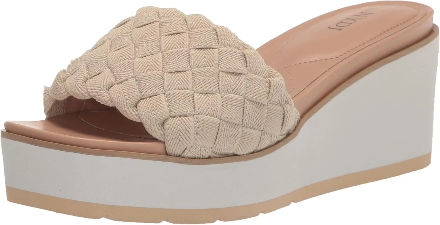 NYDJ Women's Rora Stretch Elastic Wedge Sandal, Sandstone, 11