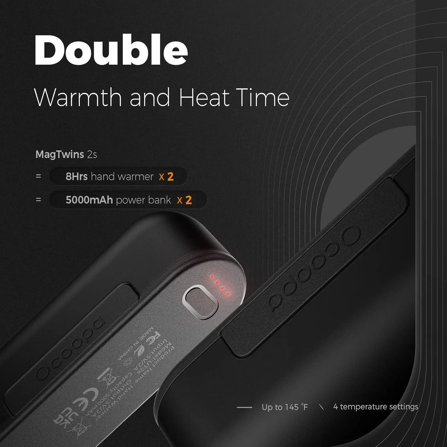 OCOOPA Hand Warmers Rechargeable 2 Pack, Magnetic Electric Handwarmer, 4 Levels Heat Up to 136℉, USB-C Portable Charger 10000mAh, Raynauds, Golf, Tech Gifts for Men, UT2s(MagTwins)