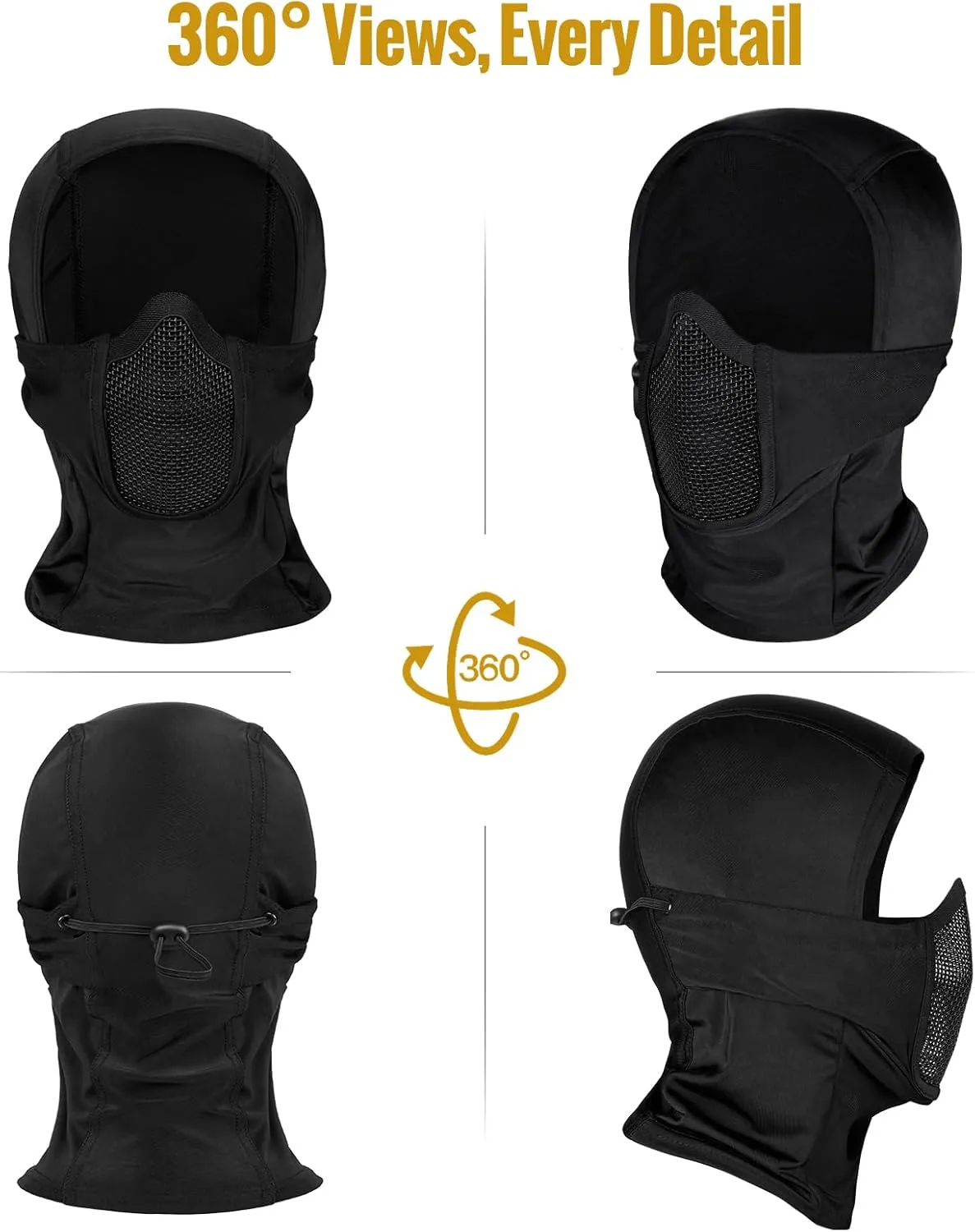OneTigris Balaclava Mesh Mask, Ninja Tactical Mask with Full Face Protection for Outdoor