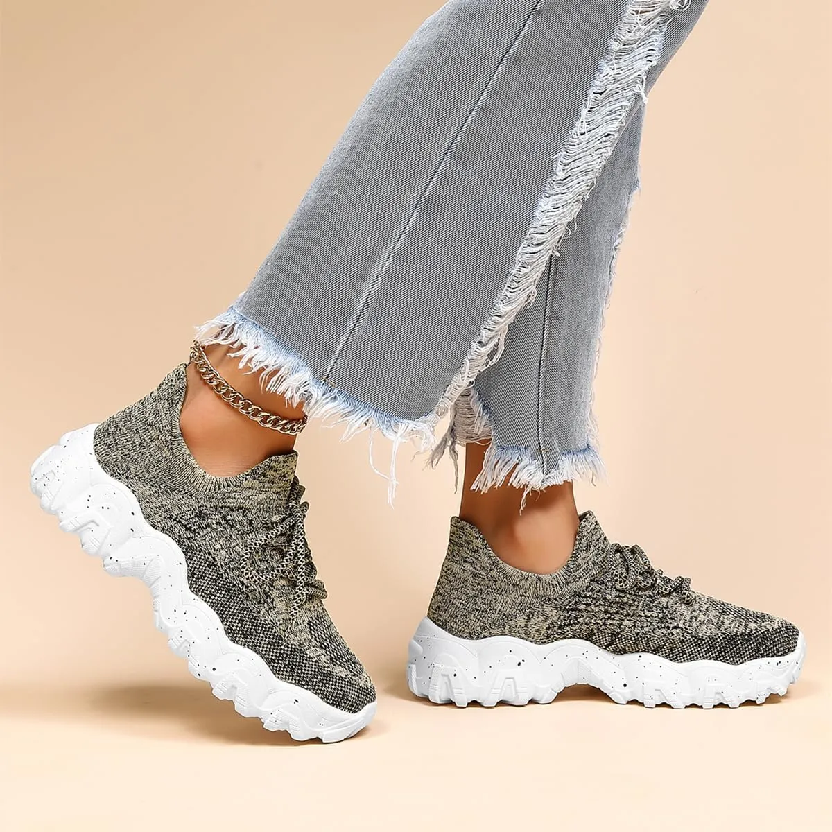 Ortho Pro Shoes for Women,Simply Snug Shoes, Women's Fashion Lace-up Low Top Non Slip Sneakers