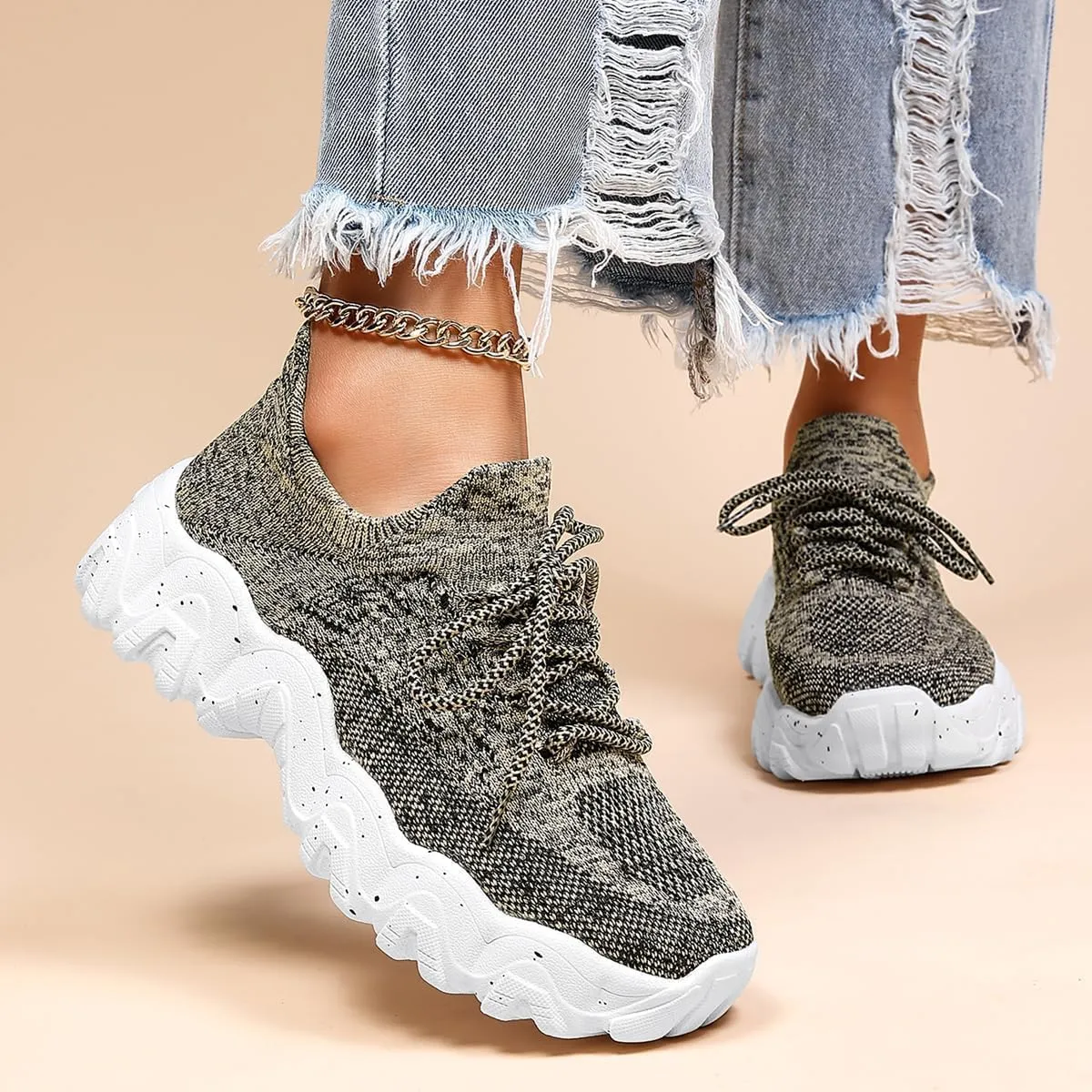 Ortho Pro Shoes for Women,Simply Snug Shoes, Women's Fashion Lace-up Low Top Non Slip Sneakers
