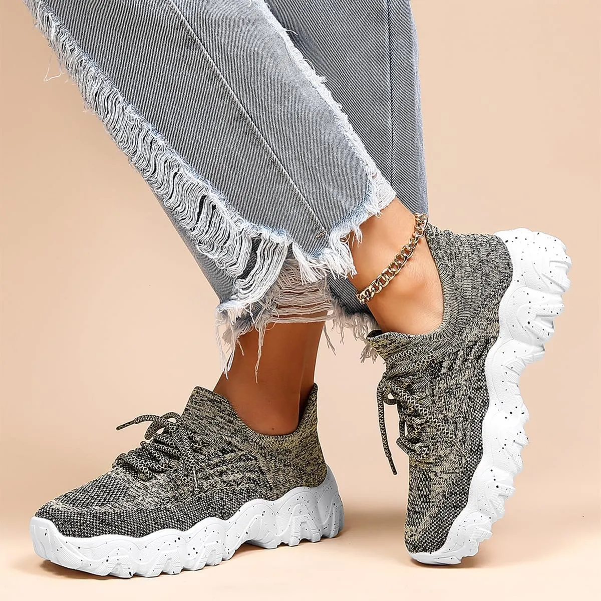 Ortho Pro Shoes for Women,Simply Snug Shoes, Women's Fashion Lace-up Low Top Non Slip Sneakers