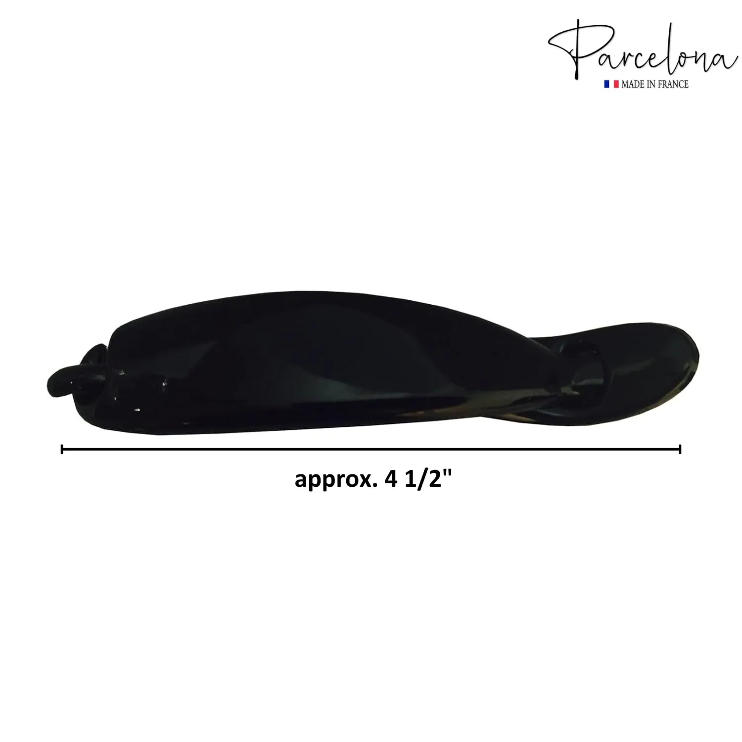 Parcelona French Sleek Large 4 1/2" Celluloid No Slip Grip Metal Free Strong Hold Hair Clips for Women French Hair Barrette for Girls Paris Hair Accessories, Made in France (Black)