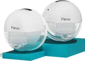 Paruu P10 Hands-Free Breast Pump Wearable, 338mmHg Strong Suction, Low Noise, 4 Modes & 9 Levels,19/21/24/28mm Insert/Flange, 2 Pack (White)