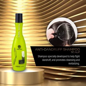 Perola Negra Shampoo Scalp Anti-Dandruff Treatment - Refreshing Effect - for All Hair Types 10,14 fl.oz Green