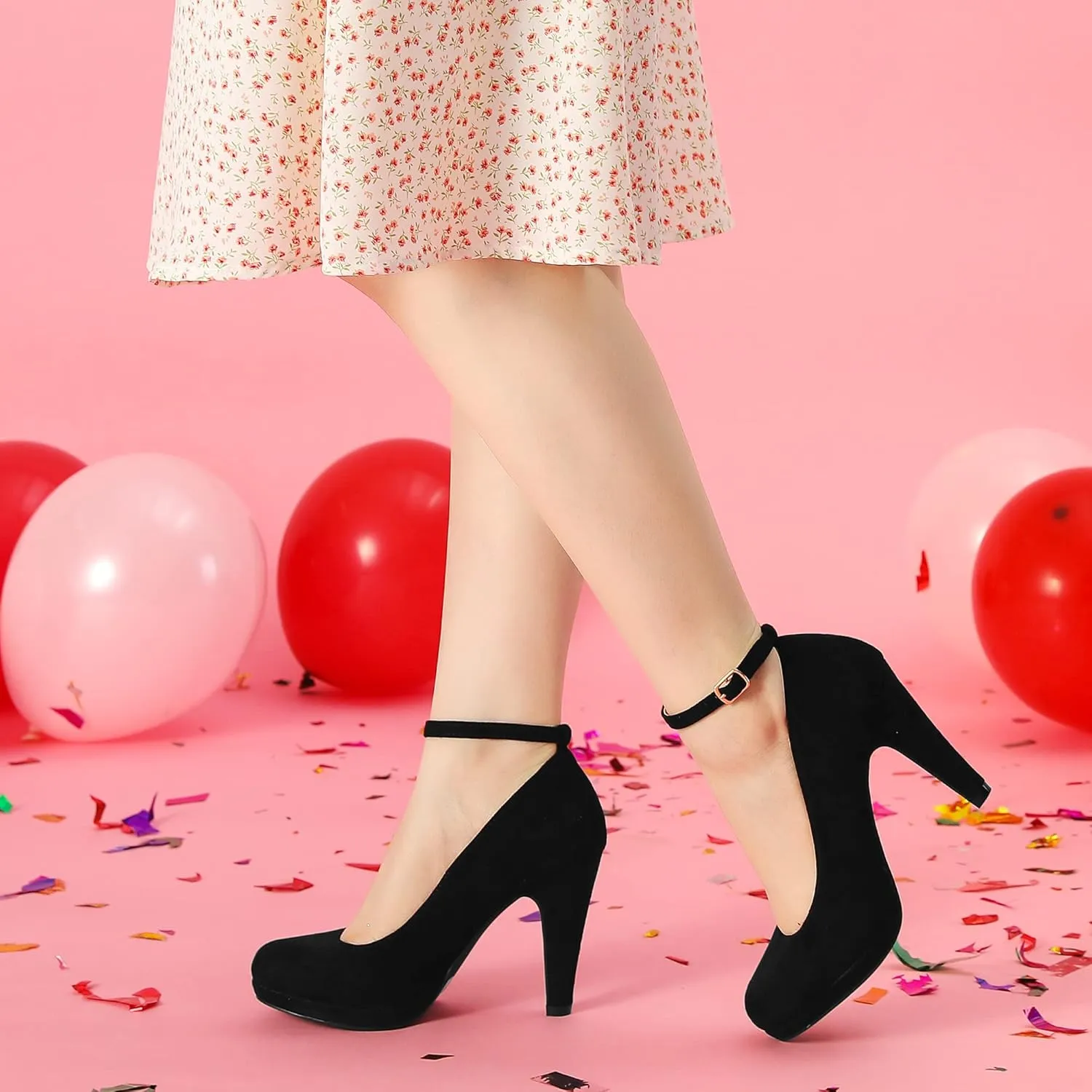 Perphy Mary Jane Pump Round Toe Stiletto Heels Pumps for Women