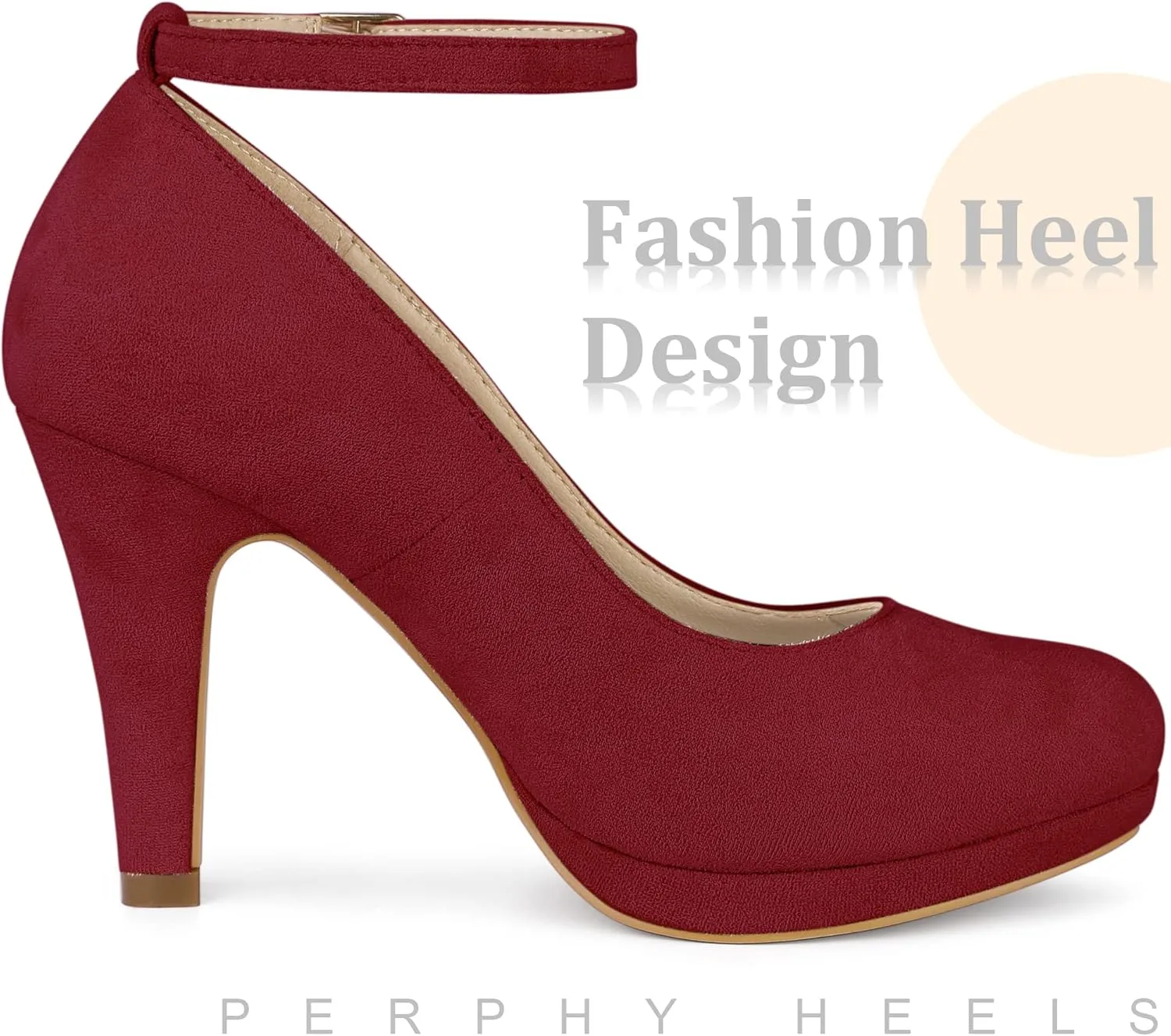 Perphy Mary Jane Pump Round Toe Stiletto Heels Pumps for Women