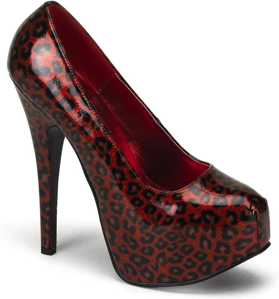 Pleaser Bordello Women's Teeze 37 Cheetah Platfom Pump