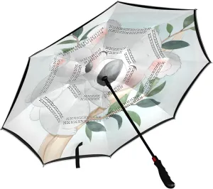 Poeticcity Automatic Large Inverted Rain Umbrella, Sun Anti-UV Parasol, Auto Open/Close Two Layer Car Umbrella with Luminous Reflection