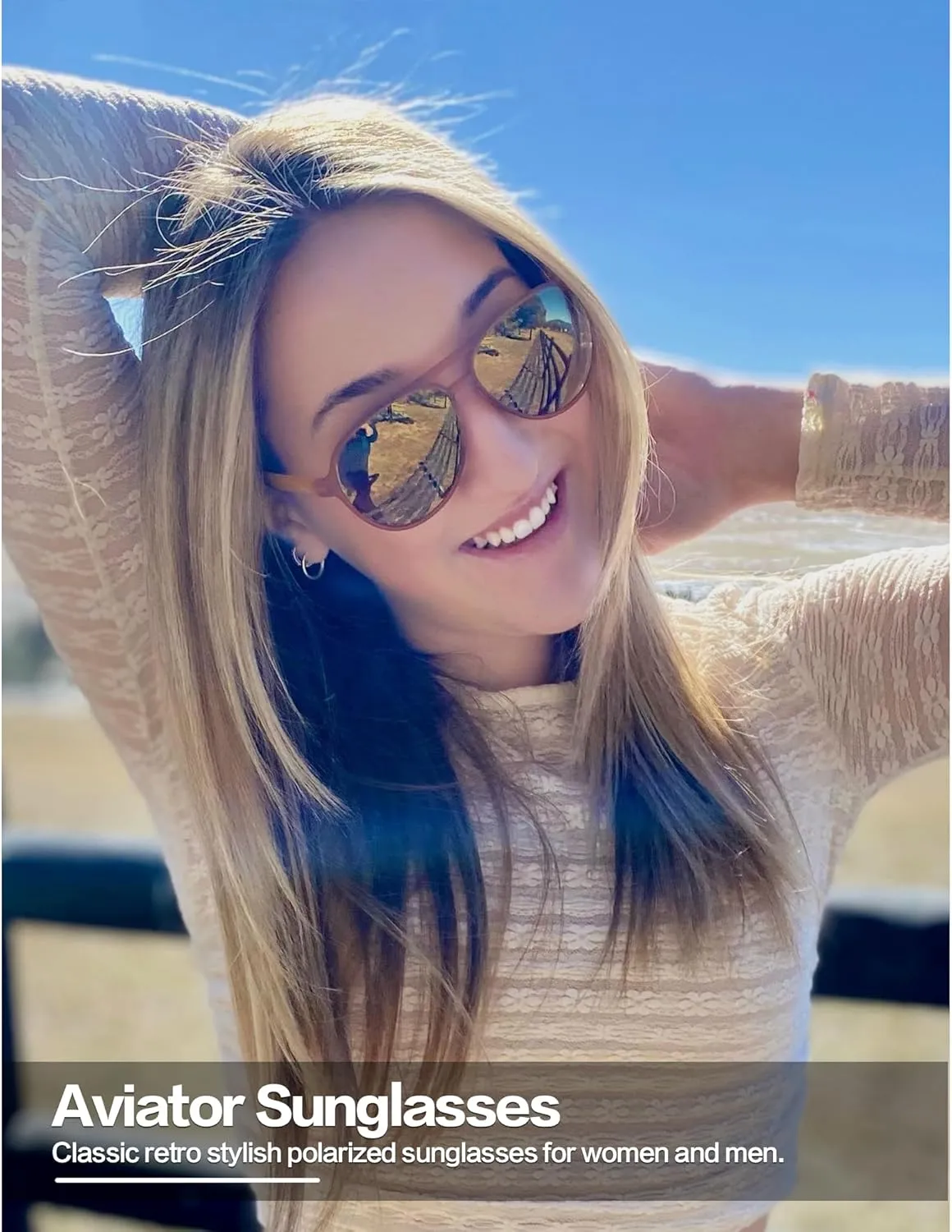 Polarized Aviator Sunglasses for Women Men Retro Trendy Sports Sunglasses for Outdoor UV400 Protection