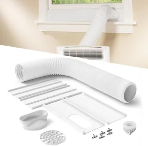 Portable Air Conditioner Window Vent Kit with 80" Length, 5.9" Diameter Exhaust Hose, 13Pcs Universal PVC AC Window Slide Seal with 4 Panel(17" to 63") for Horizontal&Vertical