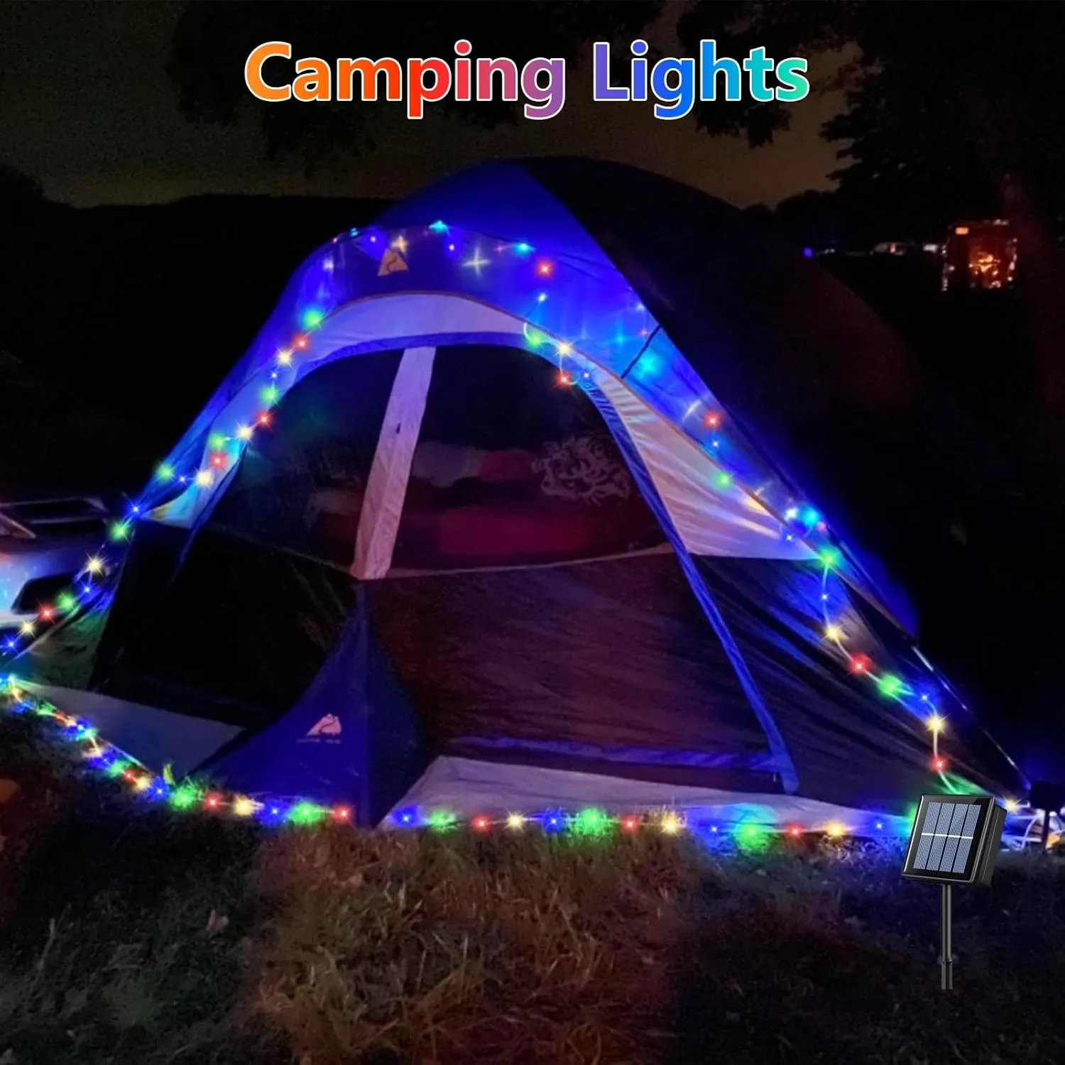 QITONG Trampoline Lights, 2 Pack Each 33ft 100 LED Solar Rope Lights Outdoor Waterproof, 8 Modes Clear Tube String Light for Trampoline Camping Tent Patio Porch Garden(Multicolor)