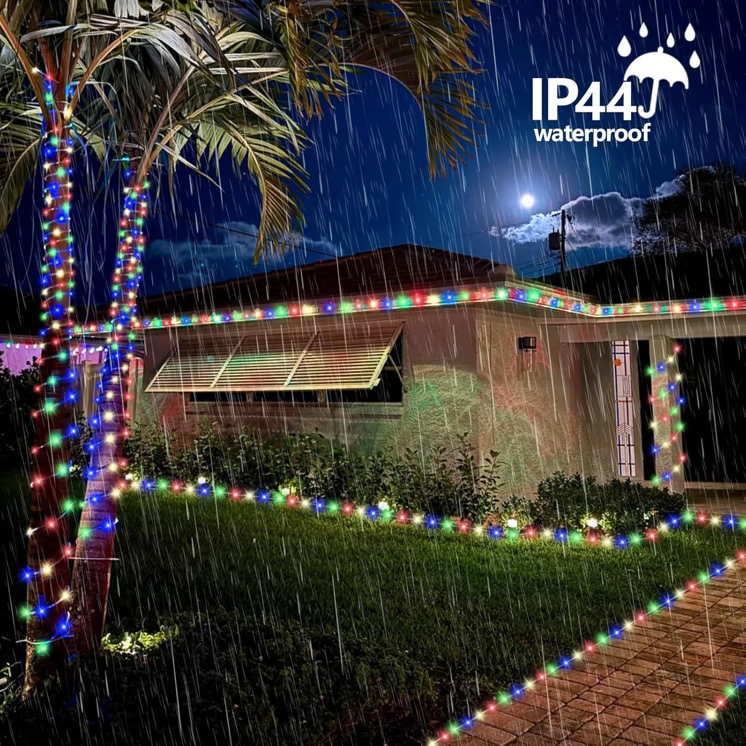 QITONG Trampoline Lights, 2 Pack Each 33ft 100 LED Solar Rope Lights Outdoor Waterproof, 8 Modes Clear Tube String Light for Trampoline Camping Tent Patio Porch Garden(Multicolor)
