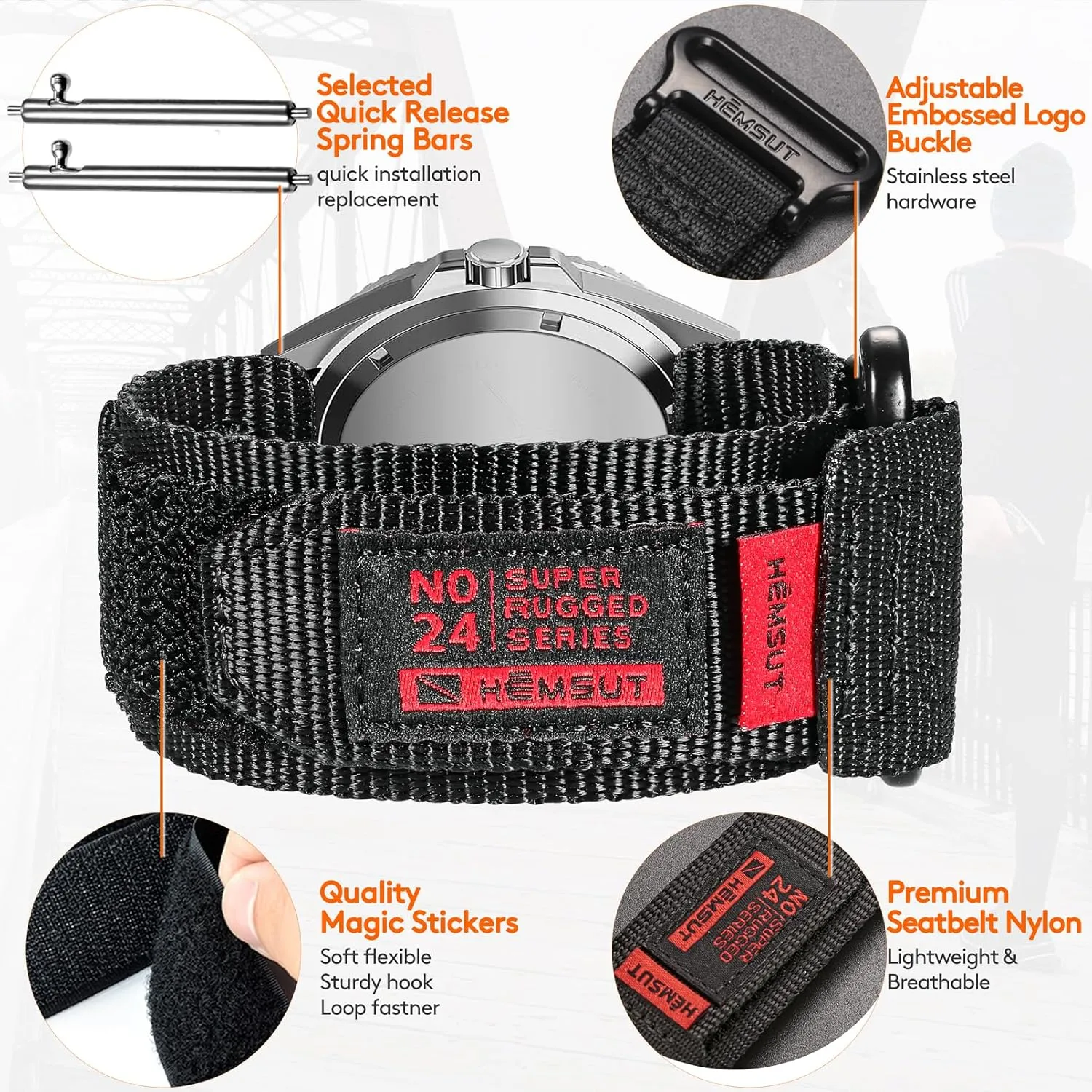 Quick Release Watch Band Compatible with Casio duro,22mm Nylon Replacement Strap Wristbands for Casio MDV106-1AV / MTP-VD01 / MTP-VD02 / MTP-1374