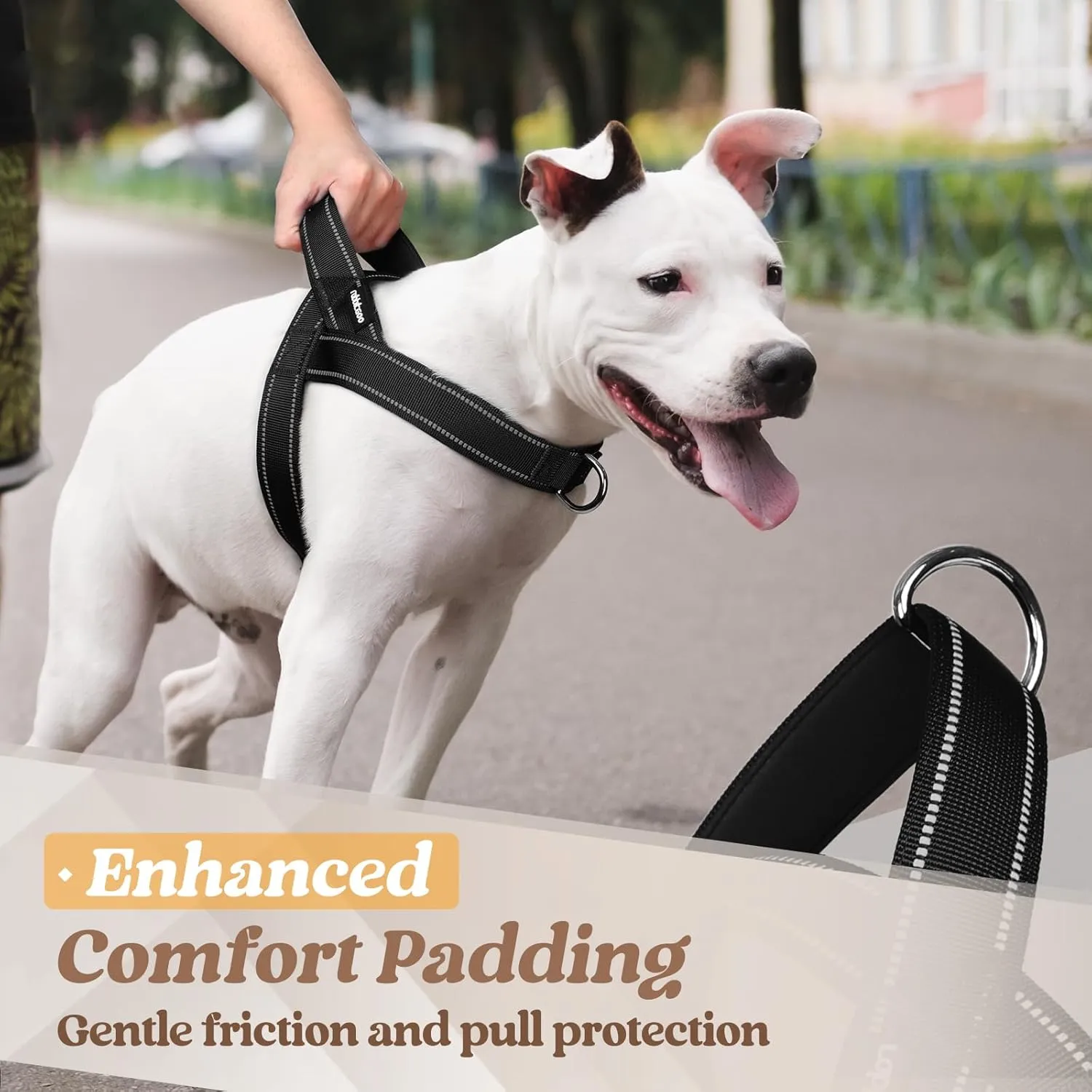 rabbitgoo Dog Harness No Pull, Quick Fit for Large Dogs with Soft Padded Handle, Chest Adjustable Reflective Pet Vest, No Choke Escape Proof for Walking Training, Black L