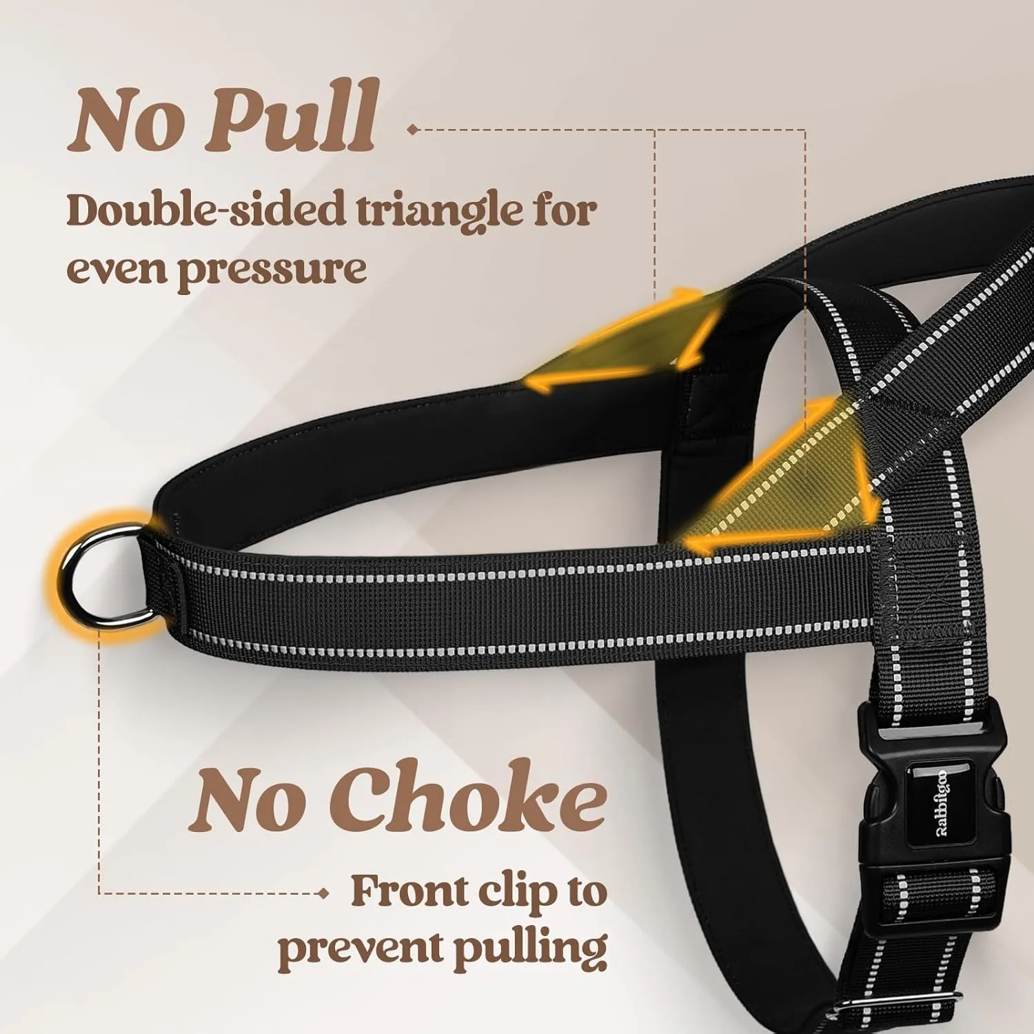 rabbitgoo Dog Harness No Pull, Quick Fit for Large Dogs with Soft Padded Handle, Chest Adjustable Reflective Pet Vest, No Choke Escape Proof for Walking Training, Black L
