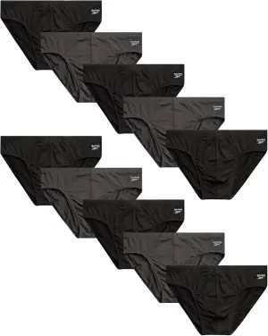 Reebok Men's Low Rise Briefs - 10 Pack Silky Touch Performance Underwear Briefs for Men, Tagless for Your Comfort (Size S-XL)