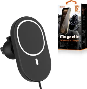 Reiko Magnetic Wireless Car Charger Phone Holder Mount in Black