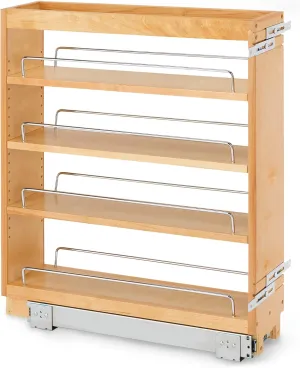 Rev-A-Shelf 5" Pullout Kitchen Cabinet Storage Organizer Slide Out Pantry Spice Rack with Adjustable Shelves for 5.5" W Cabinet Opening, 448-BC-5C