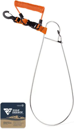 Rogue Endeavor® Fish Stringer Clip, Large, Stainless Construction, Quick Release 36” Steel Core Lanyard, Designed for Spearfishing, Kayak Fishing & Scuba Diving and All Fish Types