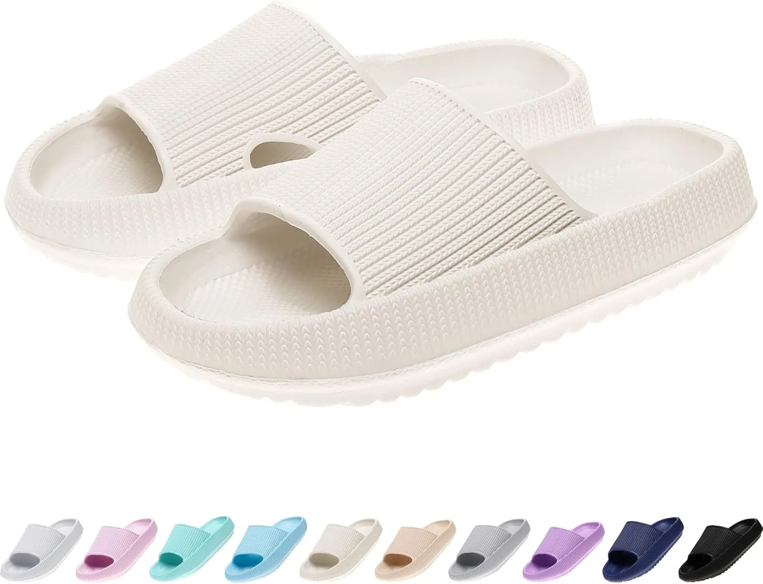 rosyclo Cloud Slides for Kids, Toddler Pillow Slippers Shower Bathroom Non-Slip Open Toe Super Soft Comfy Thick Sole Cozy Boys Girls Home House Cloud Cushion Slide Sandals for Indoor Outdoor Shoes