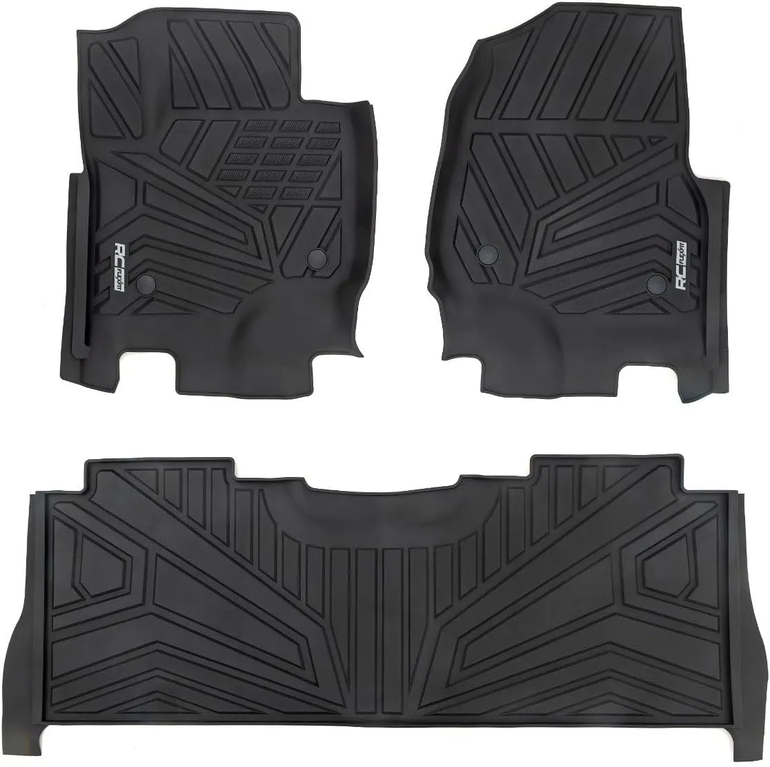 Rough Country All Weather Floor Mats Set for Ford F-250/350 Super Duty (2017-2025) - Non-Slip TPE Flexible Floor Mats, Waterproof, Front & Rear Set