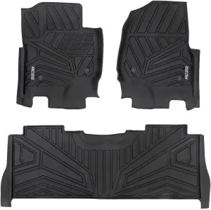 Rough Country All Weather Floor Mats Set for Ford F-250/350 Super Duty (2017-2025) - Non-Slip TPE Flexible Floor Mats, Waterproof, Front & Rear Set
