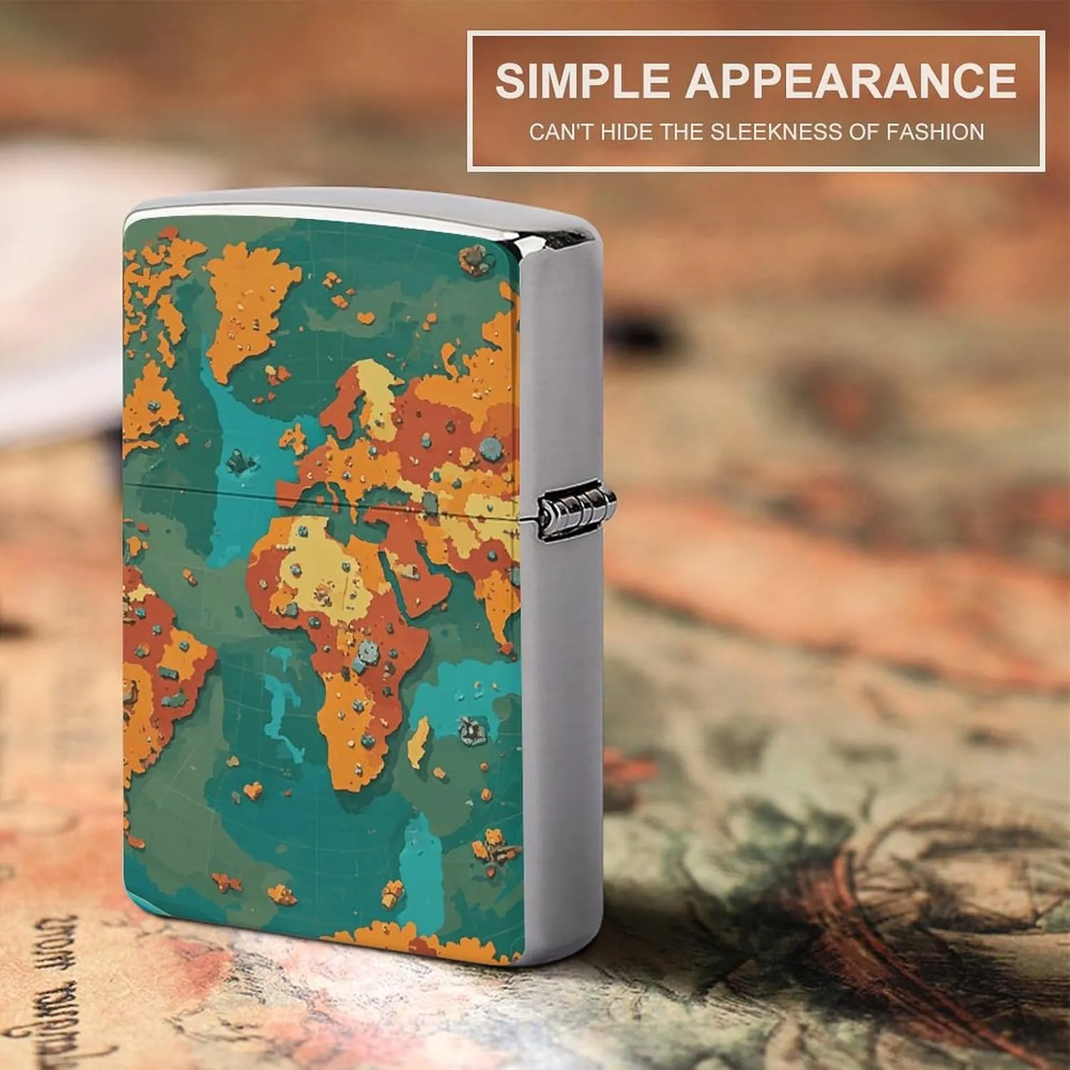 Rust World Map Lighter Case, Personalized Metal Lighter Sleeve, Double-Sided Lighters Cover for Standard Lighters, Stylish & Unique Idea