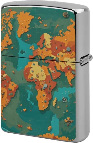 Rust World Map Lighter Case, Personalized Metal Lighter Sleeve, Double-Sided Lighters Cover for Standard Lighters, Stylish & Unique Idea