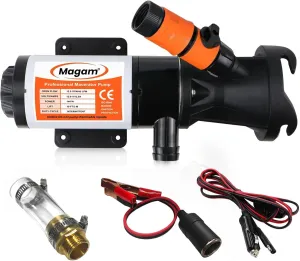 RV Macerator Pump 12V,12GPM Suction 3.2 feet Lift 10 feet with Garden Hose Discharge Port,Quick Release Sewage Pump with Fresh Water Rinse and Manual Crushing Function,for Boat Marine RV Campe