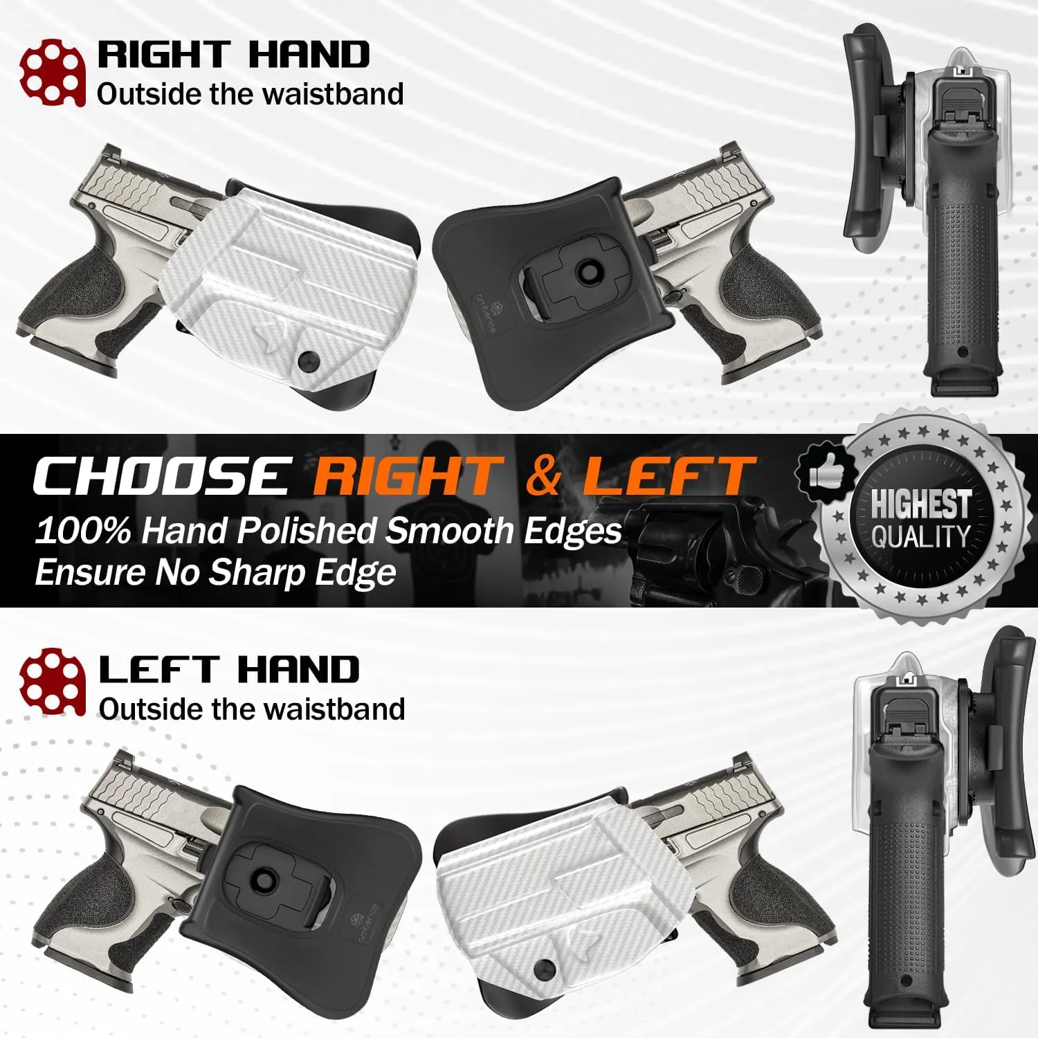 S&W SD9VE SD40VE Holster IWB & OWB Kydex Holster Fit: Smith & Wesson SD9 VE & SD40 VE Pistol – Inside Waistband Concealed Carry – Adj. Cant & 'Posi-Click' Retention – No Wear - No Jitter - USA Made