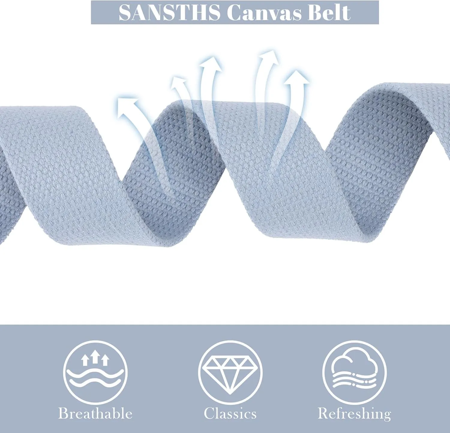 SANSTHS Canvas Belt with Double Ring Buckle, Fabric Web Belt for Women Men Double Ring for Outdoor & Casual Wear