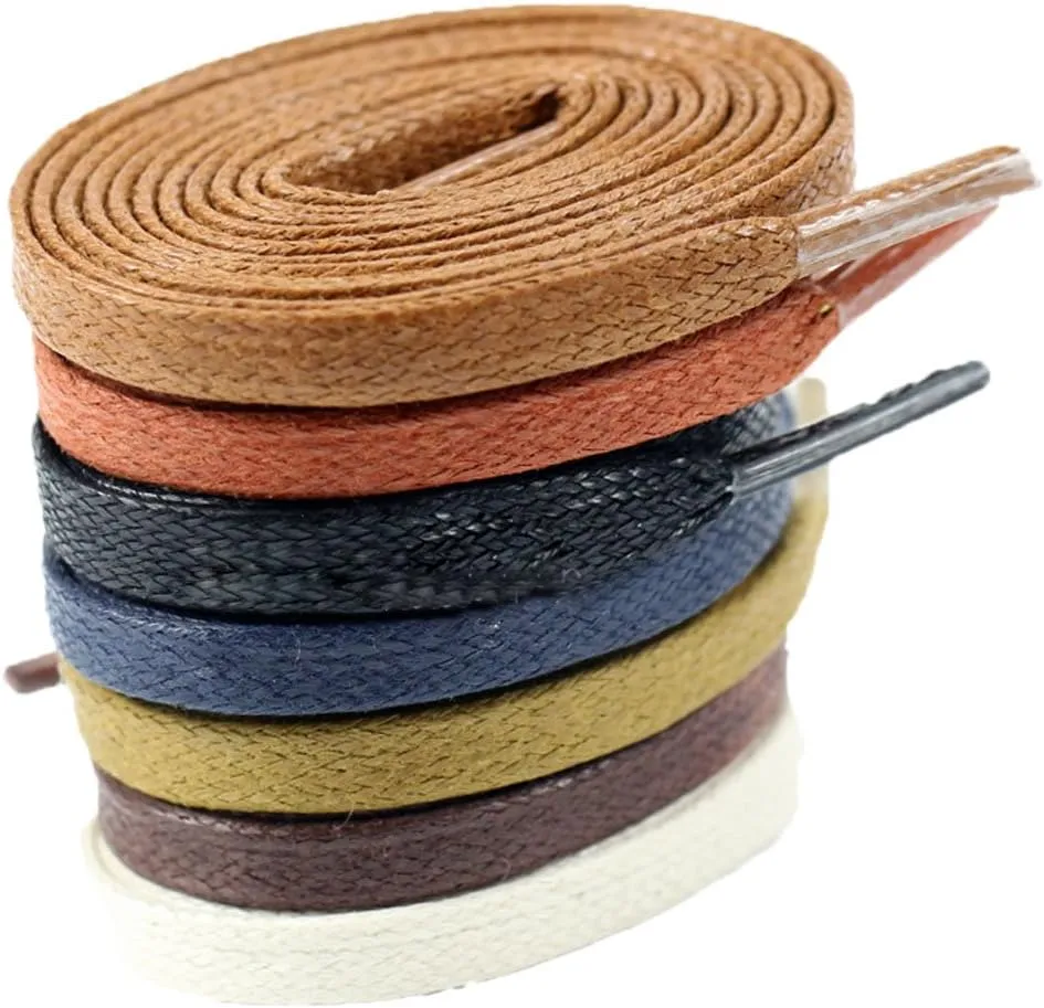 Santimon Flat Waxed Cotton Shoelaces Waterproof for Dress Shoes Boots Casual Shoes Sneaker