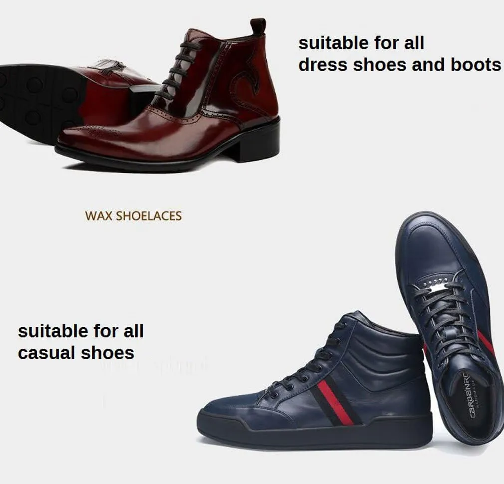 Santimon Flat Waxed Cotton Shoelaces Waterproof for Dress Shoes Boots Casual Shoes Sneaker