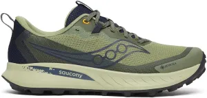 Saucony Men's Peregrine 15 Gore-Tex Waterproof Sneaker, Hemlock/Navy, 7.5