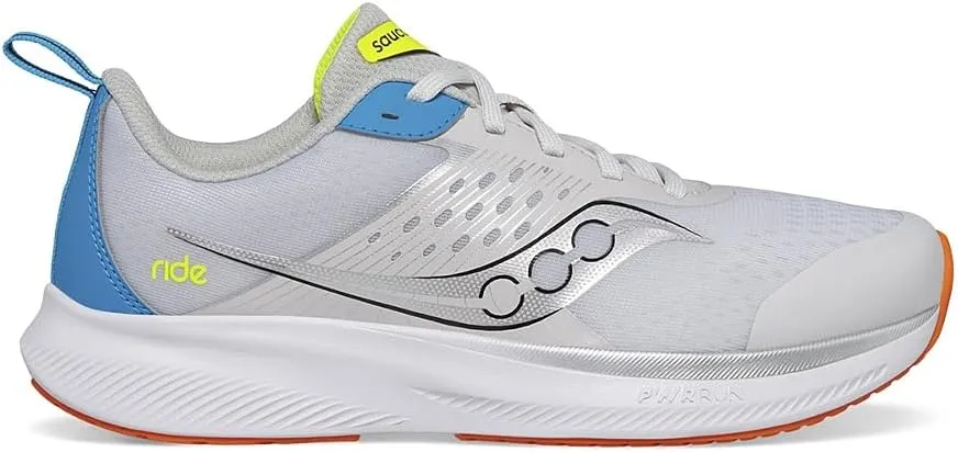 Saucony Ride Kidz Sneaker, Grey/Blue/Citron, 4 US Unisex Big Kid