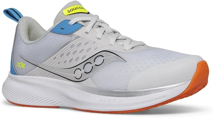 Saucony Ride Kidz Sneaker, Grey/Blue/Citron, 4 US Unisex Big Kid