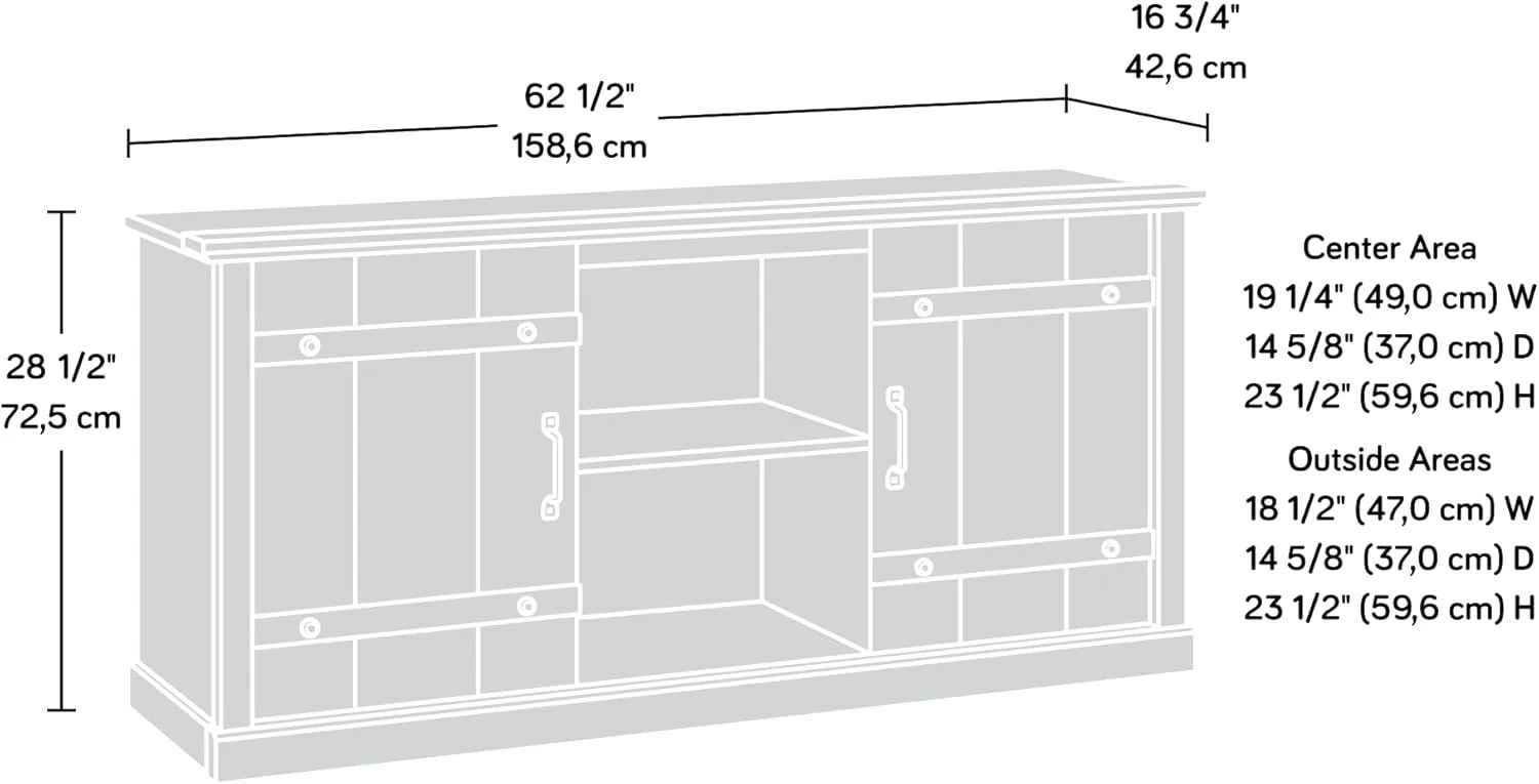 Sauder Misc Entertainment TV Credenza, for TVs up to 70", Mystic Oak Finish