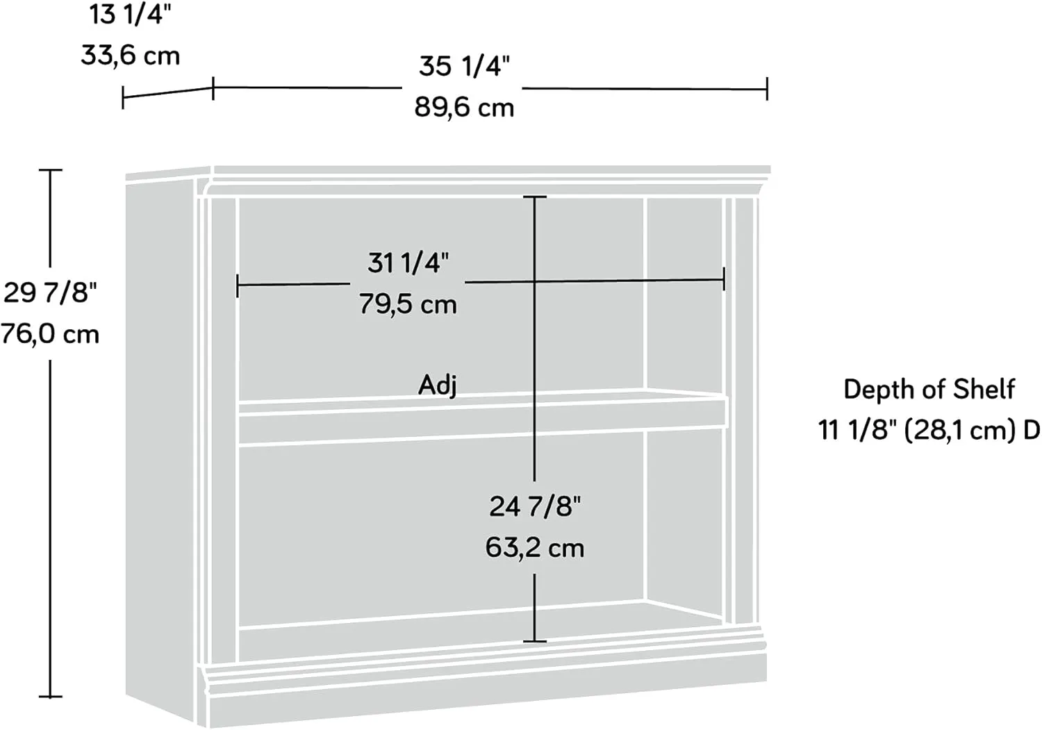 Sauder Miscellaneous Storage 2-Shelf Bookcase/ book shelf, Estate Black finish