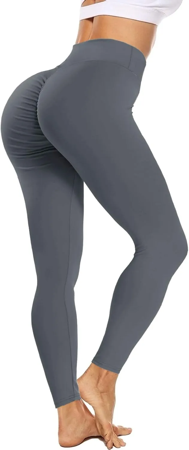 Scrunch Butt Lifting Ruched Leggings for Women High Waisted Textured Tummy Control Push Up Yoga Pants