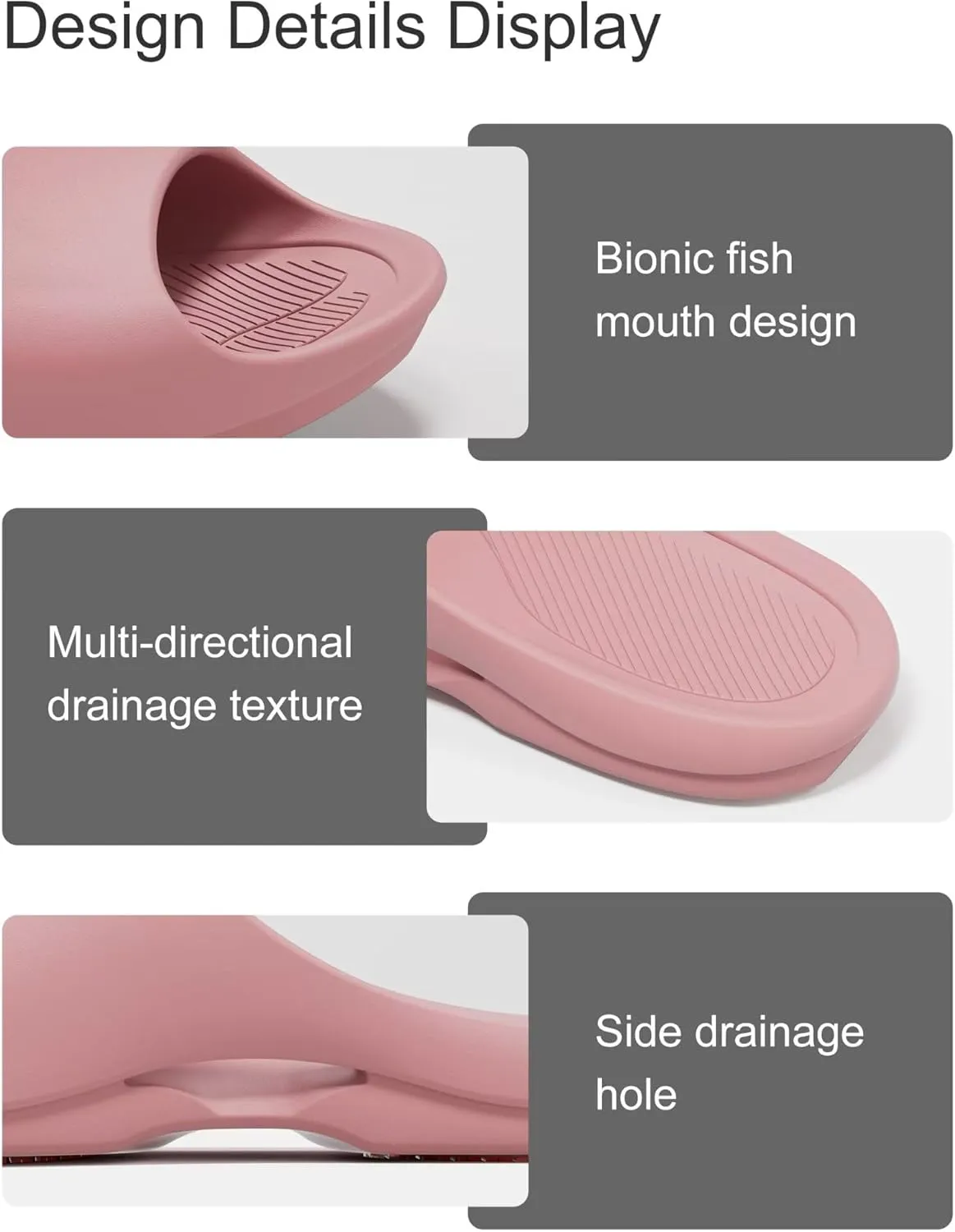 Shower Shoes, Non Slip Slide Sandals for Women and Men, Lightweight House Slippers for Indoor Bathroom Dorm Pool Swimming Beach