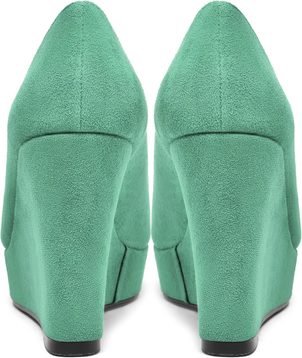 SHOWFOREST Womens Slip On Suede Dating Solid Peep Toe Sexy Wedge High Heel Pumps Shoes 4 Inch