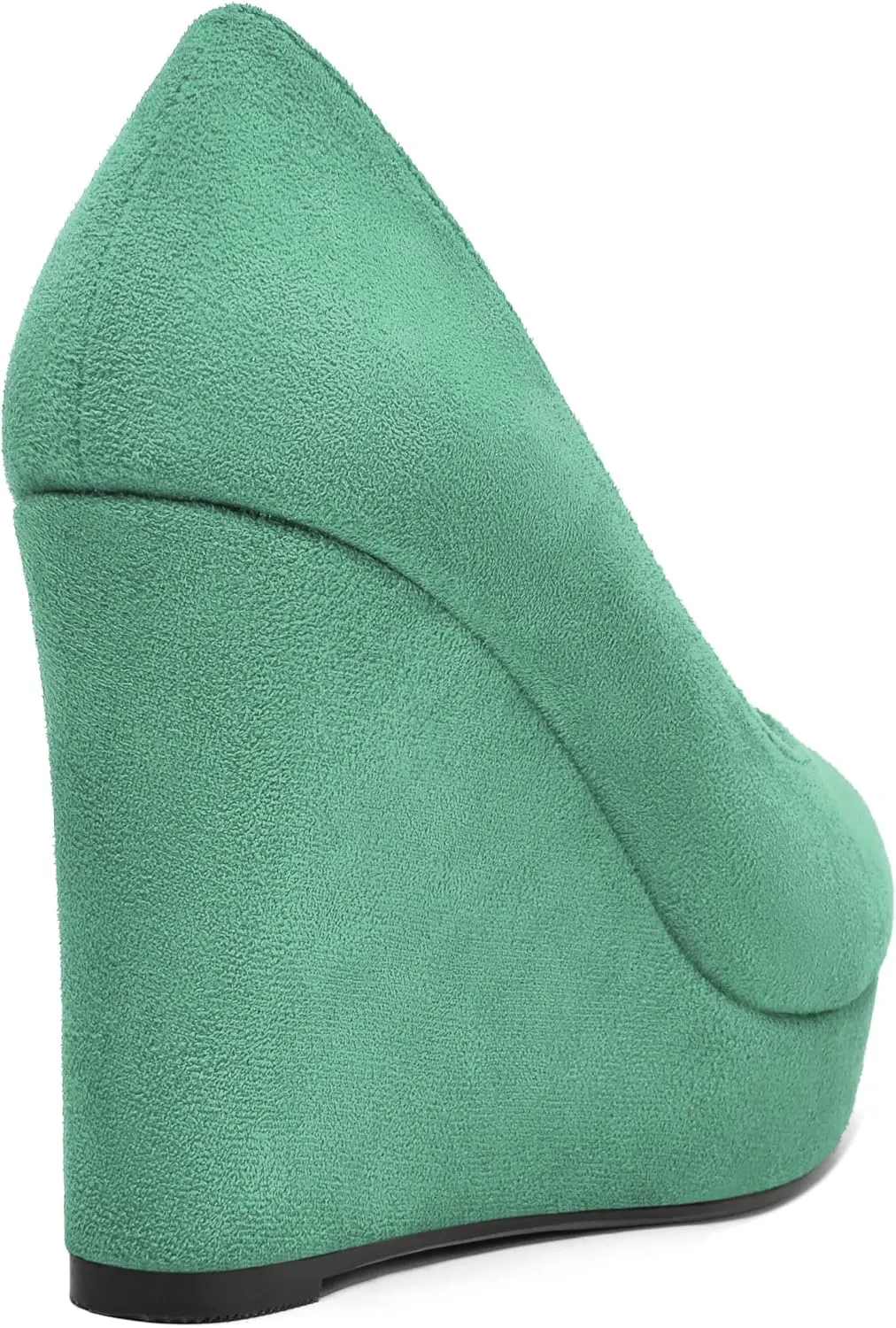 SHOWFOREST Womens Slip On Suede Dating Solid Peep Toe Sexy Wedge High Heel Pumps Shoes 4 Inch