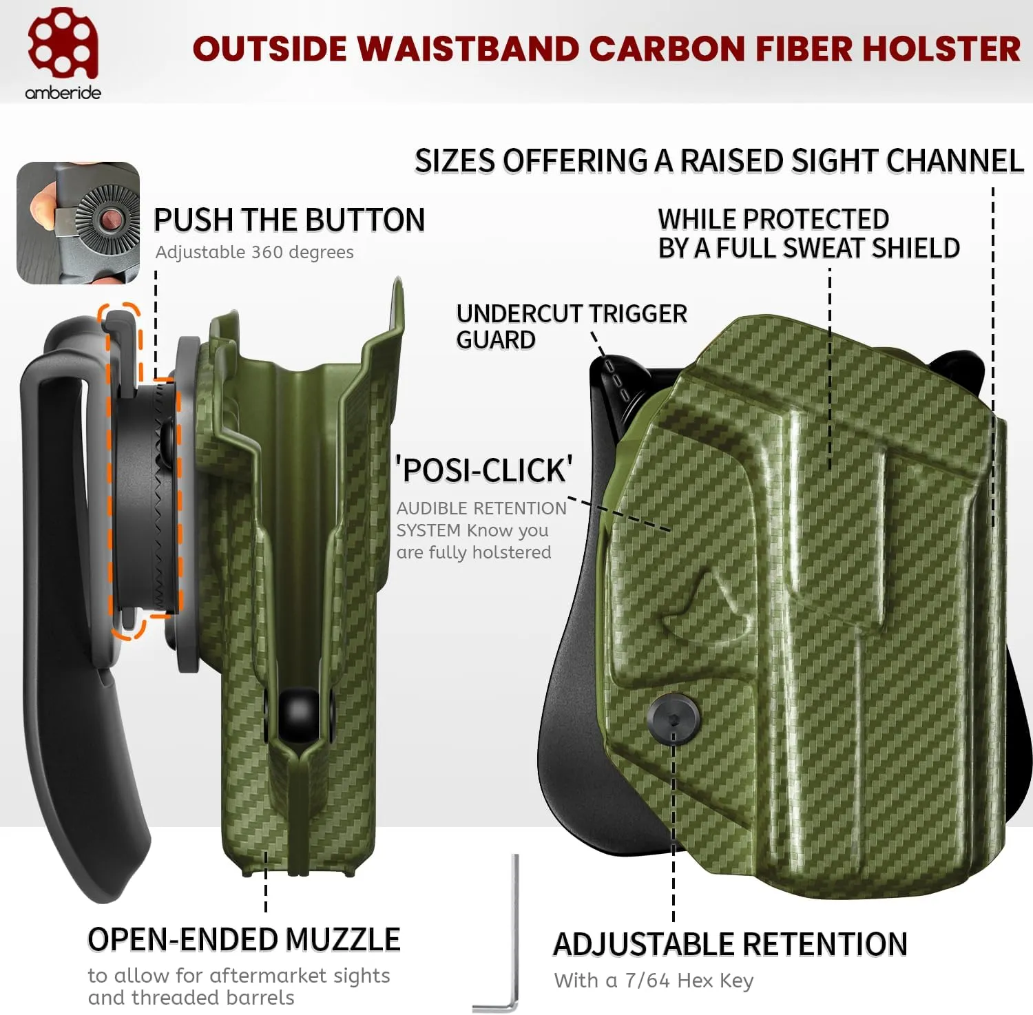 Sig P365 Holster IWB Kydex Custom Fit: Sig Sauer P365 / P365-SAS / P365X Pistol - Inside Waistband Concealed Carry – Adj. Cant & 'Posi-Click' Retention - No Wear - No Jitter - USA Made by Amberide