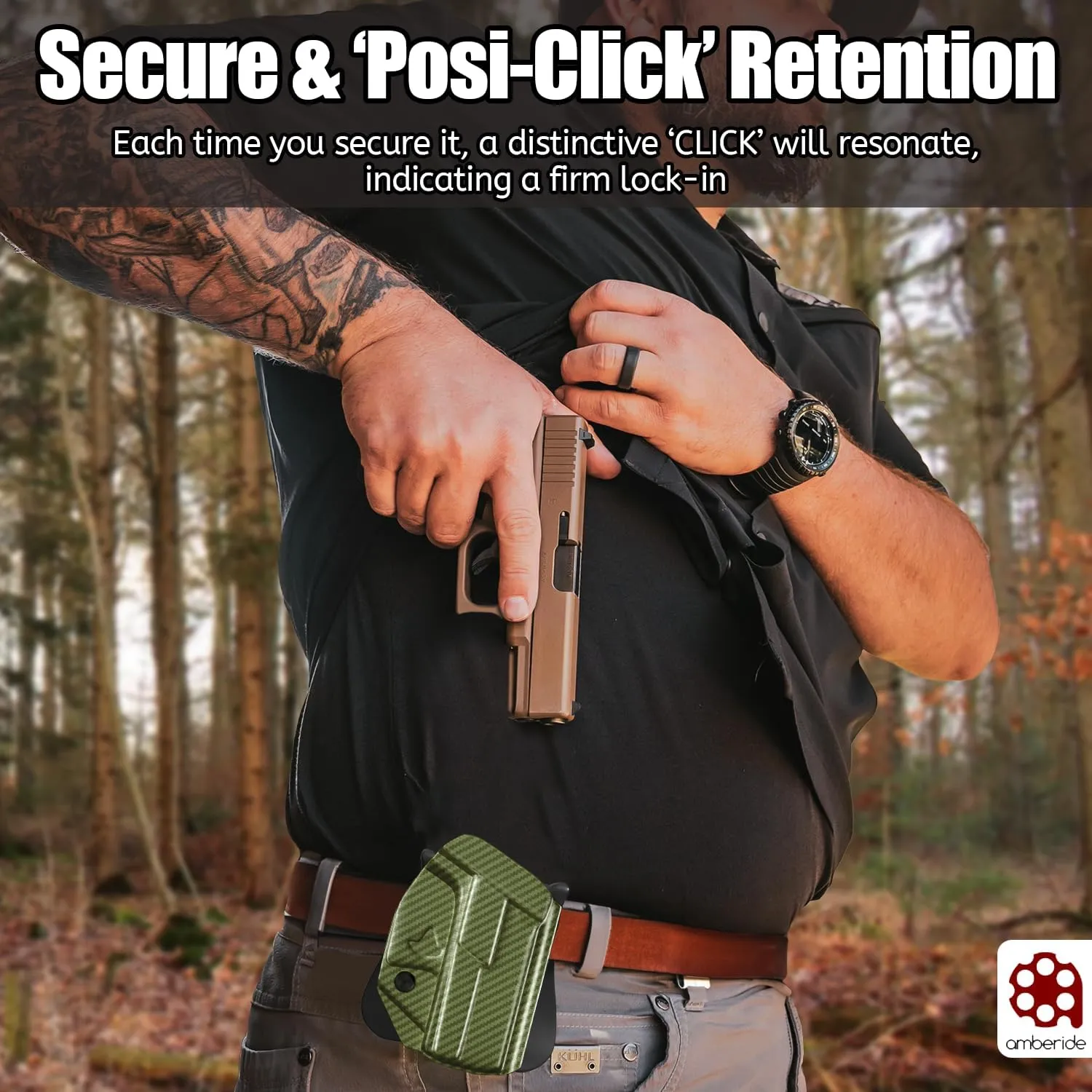 Sig P365 Holster IWB Kydex Custom Fit: Sig Sauer P365 / P365-SAS / P365X Pistol - Inside Waistband Concealed Carry – Adj. Cant & 'Posi-Click' Retention - No Wear - No Jitter - USA Made by Amberide